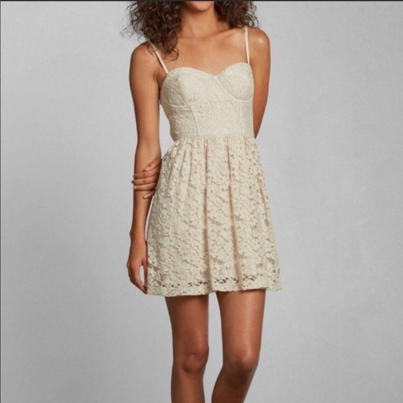 Abercrombie & Fitch Lace Corset Dress in Cream Size XS - Picture 1 of 7